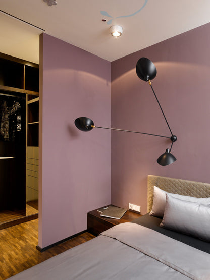 Serge Mouille Three-Arm Ceiling Lamp | Lacquered Aluminum & Steel | White or Black