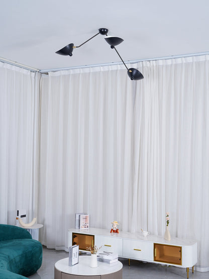 Serge Mouille Three-Arm Ceiling Lamp | Lacquered Aluminum & Steel | White or Black