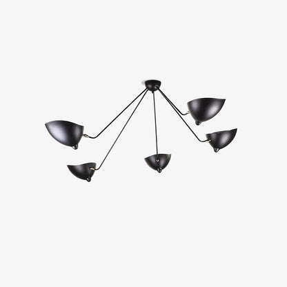 Serge Mouille Three-Arm Ceiling Lamp | Lacquered Aluminum & Steel | White or Black