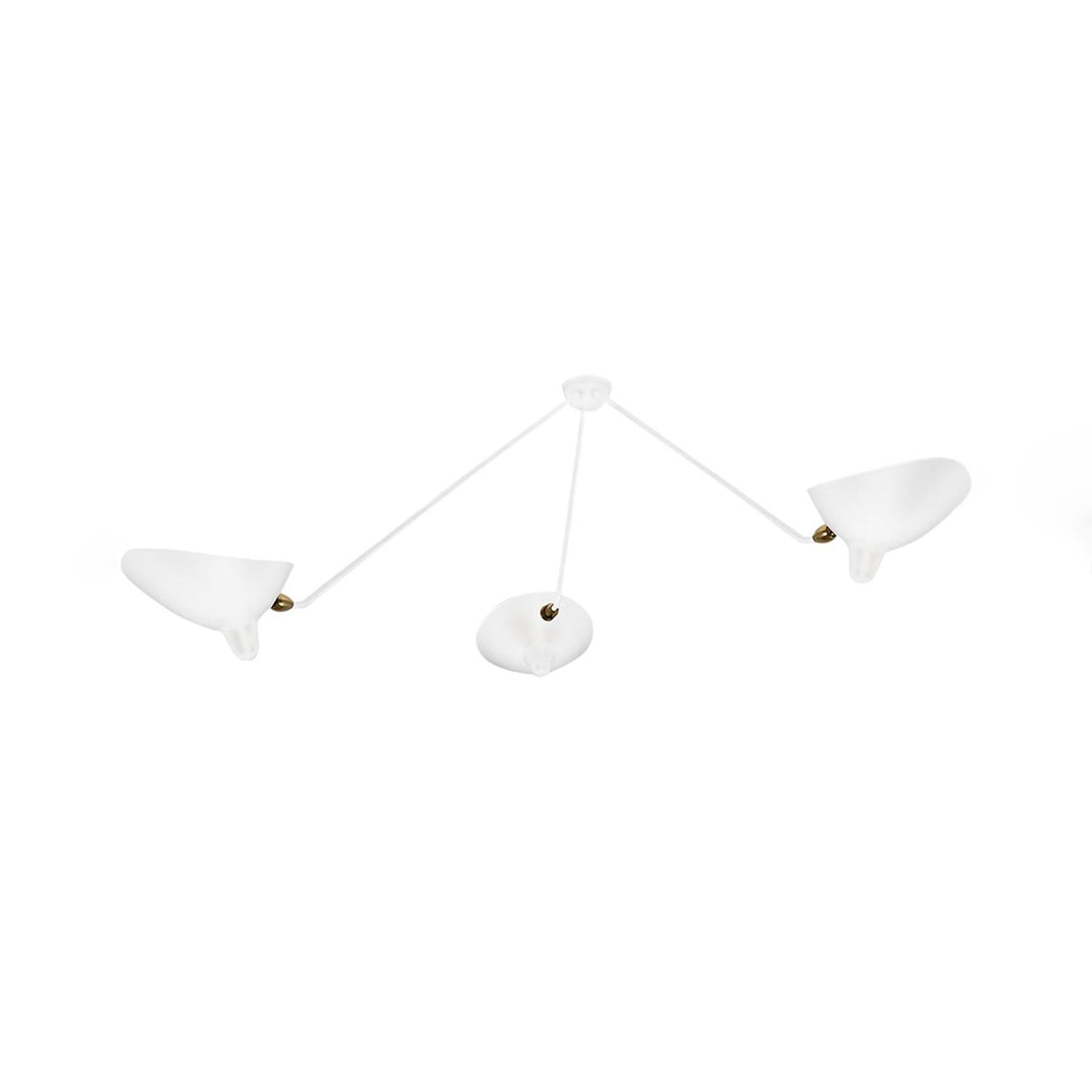 Serge Mouille Three-Arm Ceiling Lamp | Lacquered Aluminum & Steel | White or Black