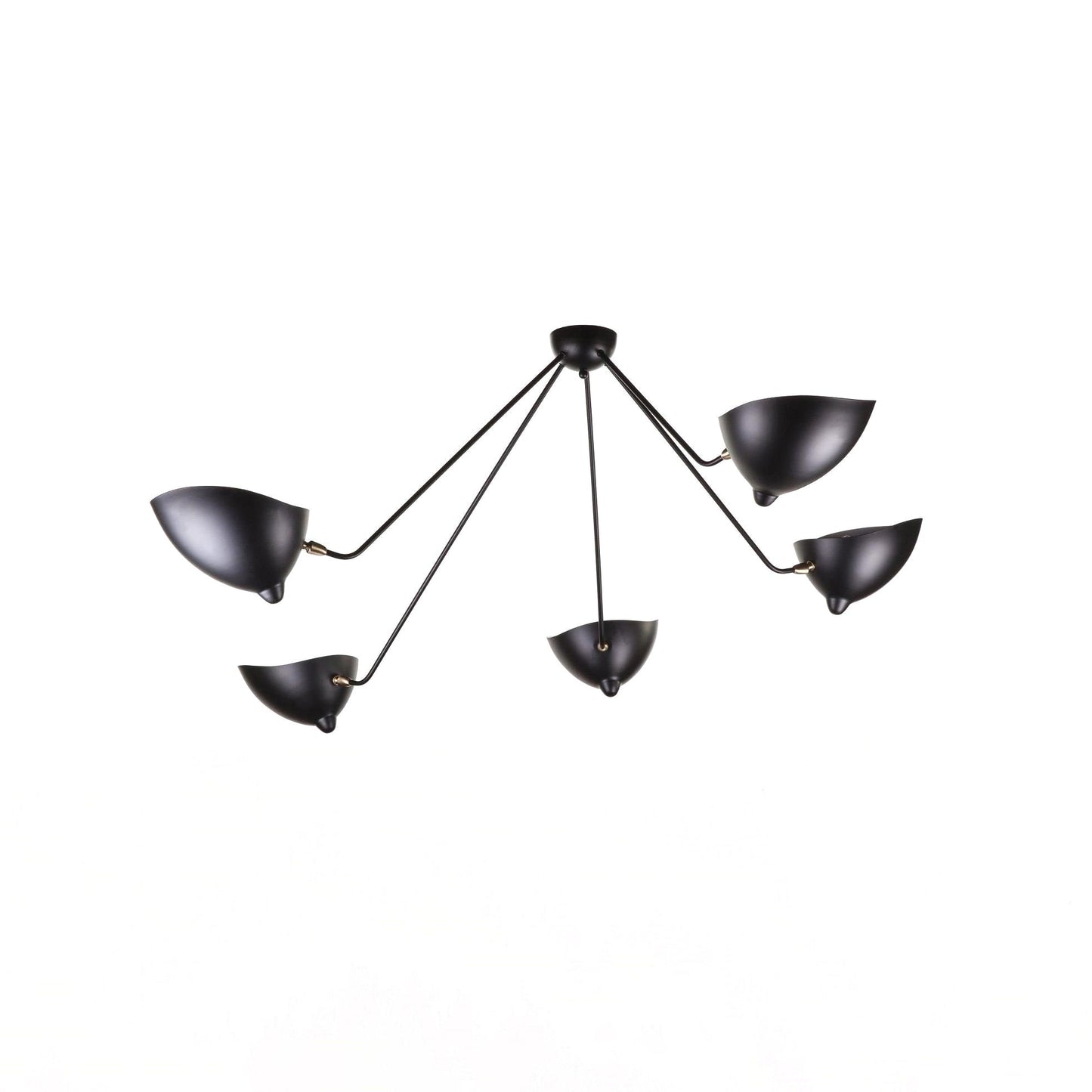 Serge Mouille Three-Arm Ceiling Lamp | Lacquered Aluminum & Steel | White or Black