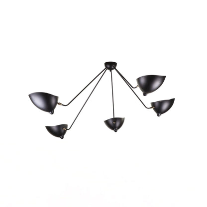 Serge Mouille Three-Arm Ceiling Lamp | Lacquered Aluminum & Steel | White or Black