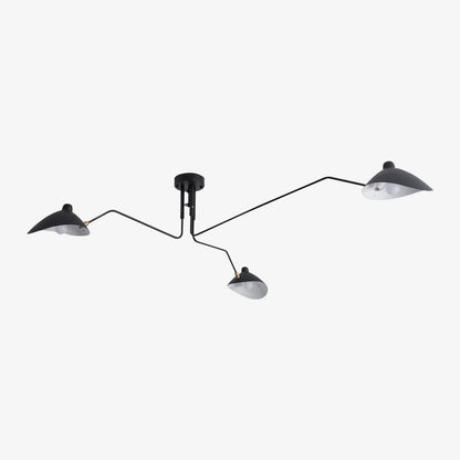 Serge Mouille Ceiling Light | Lacquered Aluminum & Steel | 3-Head Design White/Black