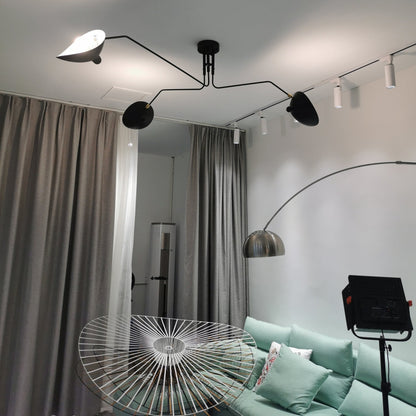 Serge Mouille Ceiling Light | Lacquered Aluminum & Steel | 3-Head Design White/Black
