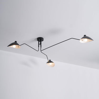 Serge Mouille Ceiling Light | Lacquered Aluminum & Steel | 3-Head Design White/Black
