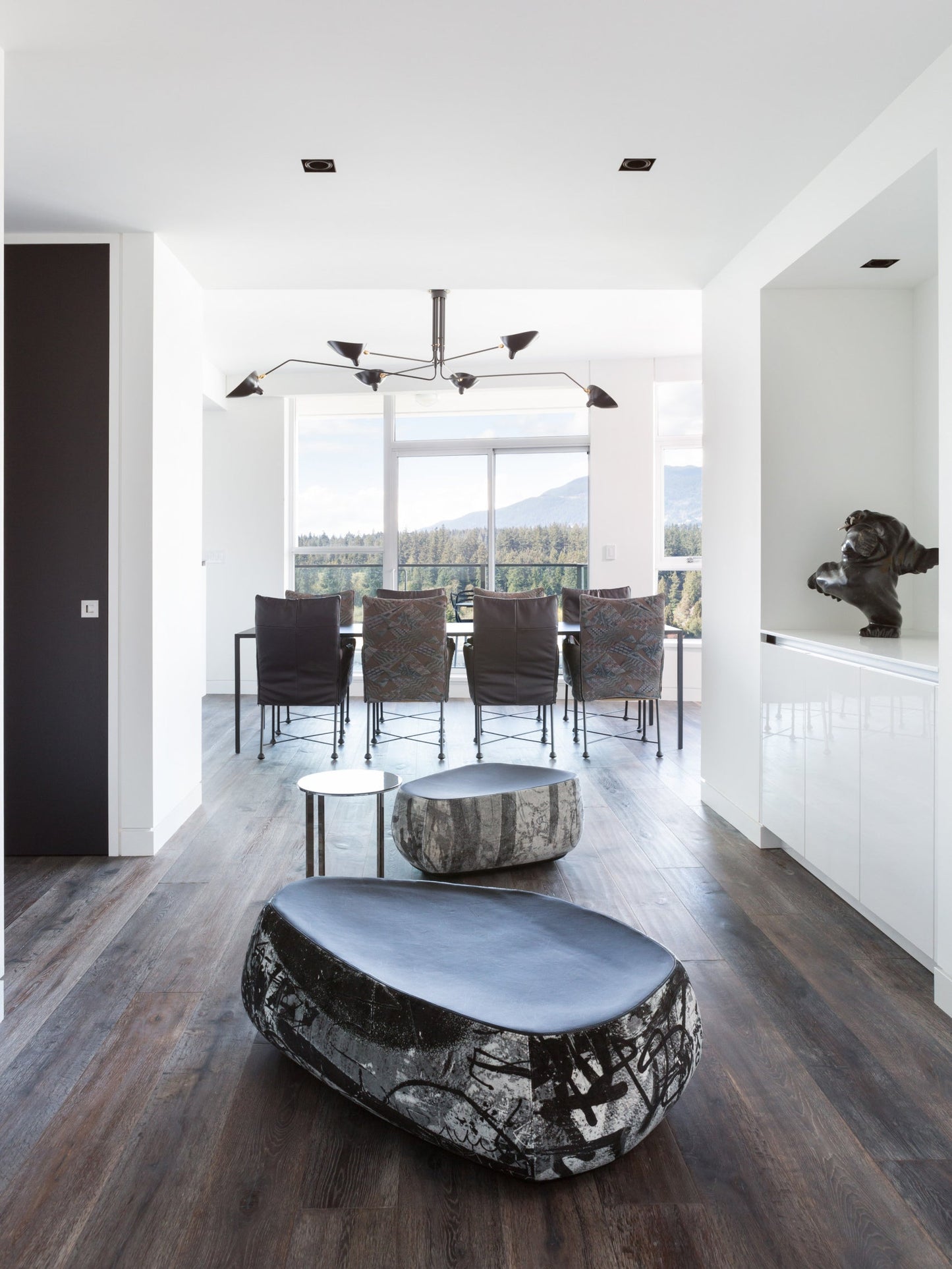 Serge Mouille Ceiling Light | Lacquered Aluminum & Steel | 3-Head Design White/Black