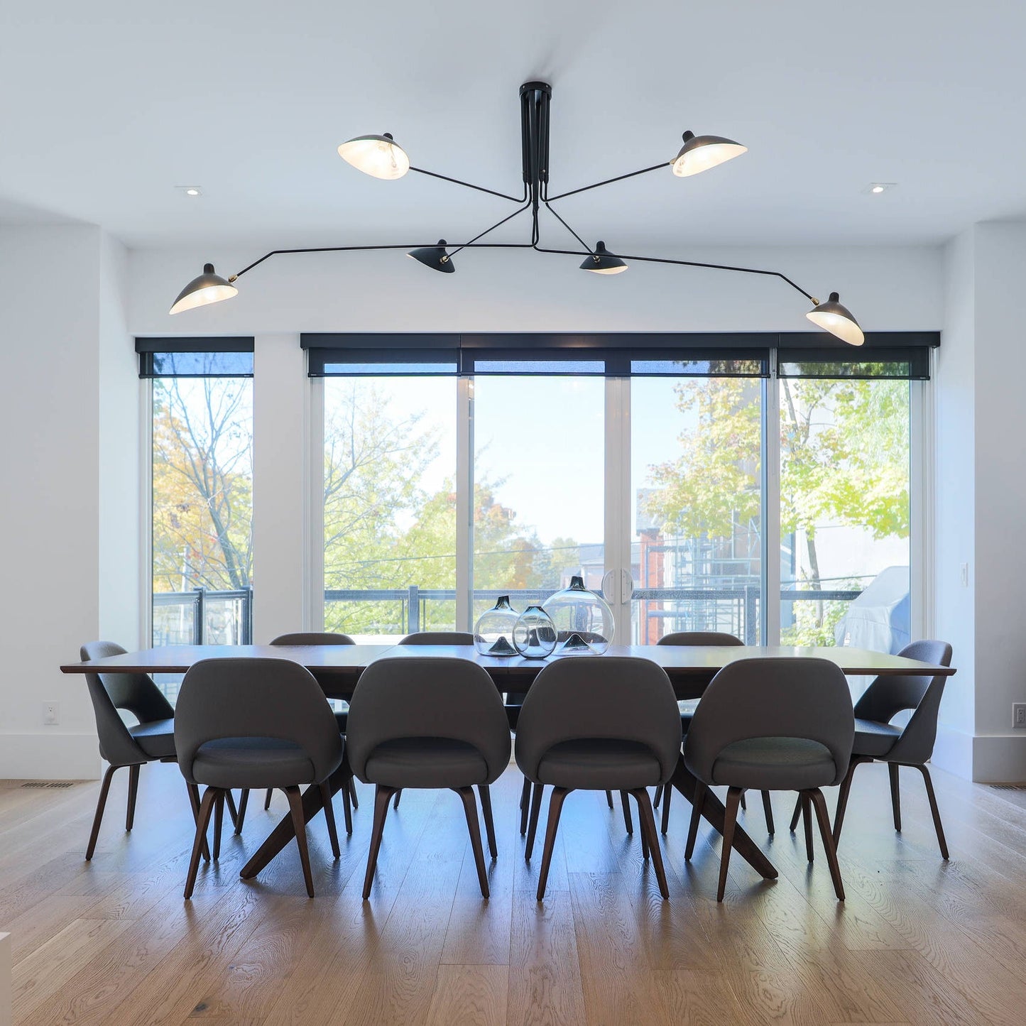 Serge Mouille Ceiling Light | Lacquered Aluminum & Steel | 3-Head Design White/Black