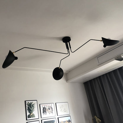Serge Mouille Ceiling Light | Lacquered Aluminum & Steel | 3-Head Design White/Black