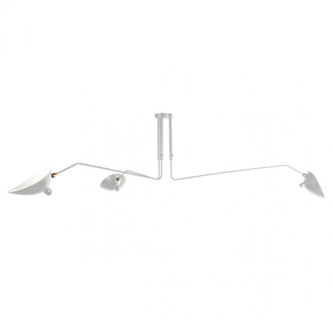 Serge Mouille Ceiling Light | Lacquered Aluminum & Steel | 3-Head Design White/Black