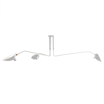 Serge Mouille Ceiling Light | Lacquered Aluminum & Steel | 3-Head Design White/Black