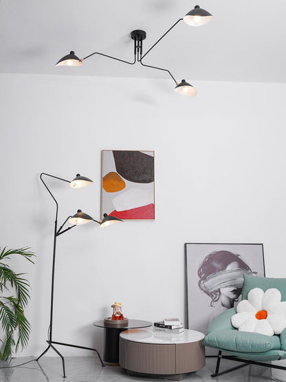 Serge Mouille Ceiling Light | Lacquered Aluminum & Steel | 3-Head Design White/Black