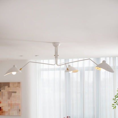Serge Mouille Ceiling Light | Lacquered Aluminum & Steel | 3-Head Design White/Black
