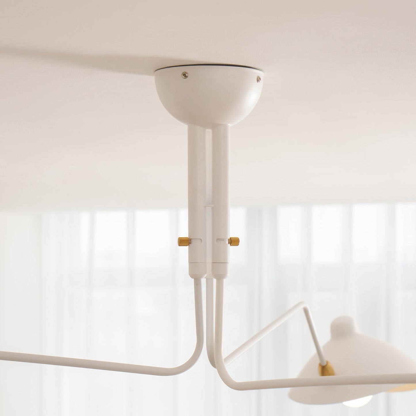 Serge Mouille Ceiling Light | Lacquered Aluminum & Steel | 3-Head Design White/Black