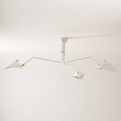 Serge Mouille Ceiling Light | Lacquered Aluminum & Steel | 3-Head Design White/Black