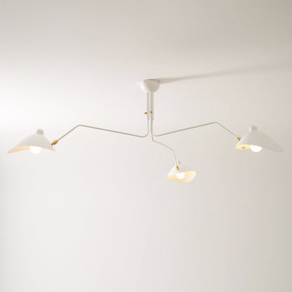 Serge Mouille Ceiling Light | Lacquered Aluminum & Steel | 3-Head Design White/Black