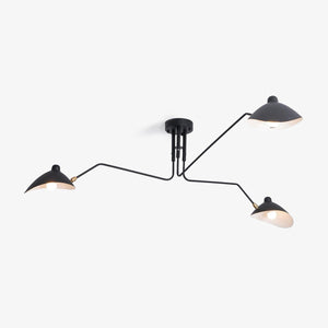 Serge Mouille Ceiling Light | Lacquered Aluminum & Steel | 3-Head Design White/Black