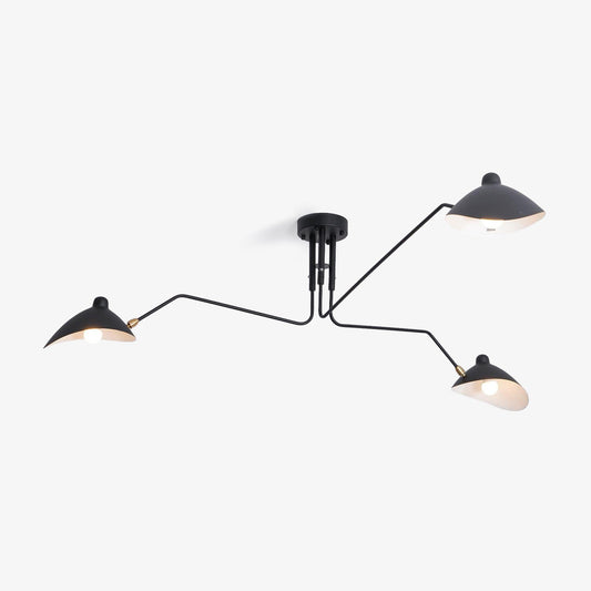 Serge Mouille Ceiling Light | Lacquered Aluminum & Steel | 3-Head Design White/Black