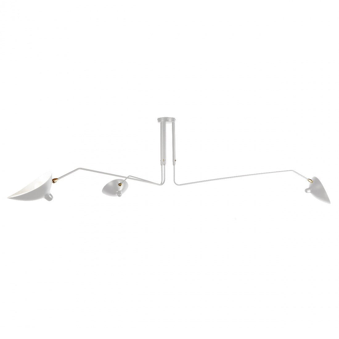 Serge Mouille Ceiling Light | Lacquered Aluminum & Steel | 3-Head Design White/Black