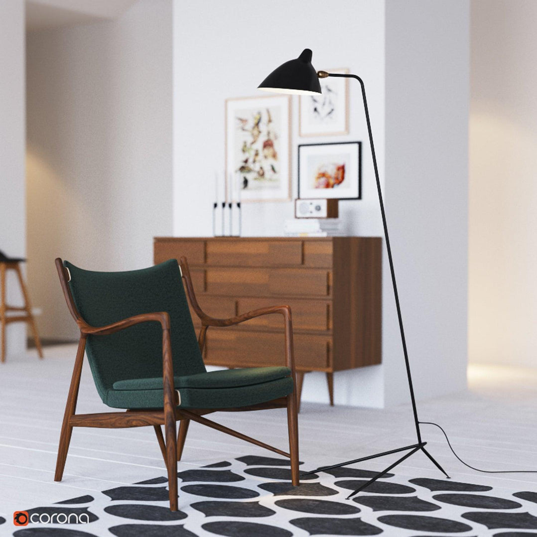 Serge Mouille Floor Lamp | Metal & Aluminum | White or Black