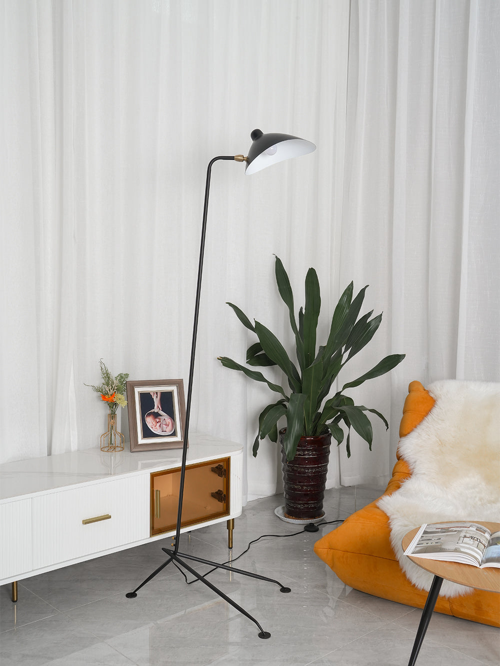 Serge Mouille Floor Lamp | Metal & Aluminum | White or Black