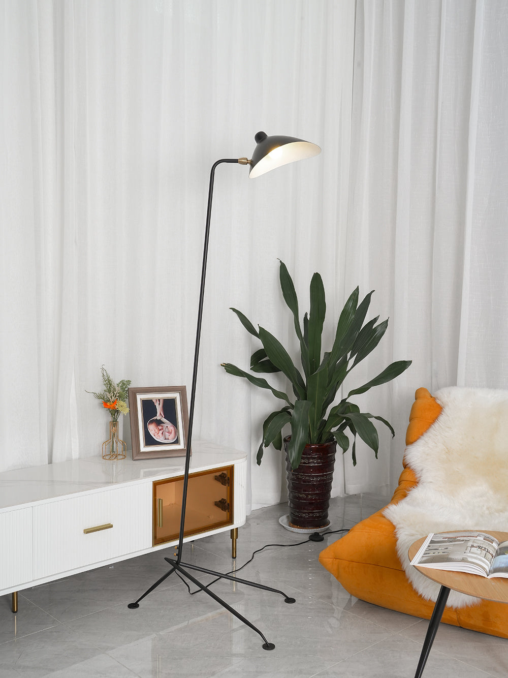 Serge Mouille Floor Lamp | Metal & Aluminum | White or Black