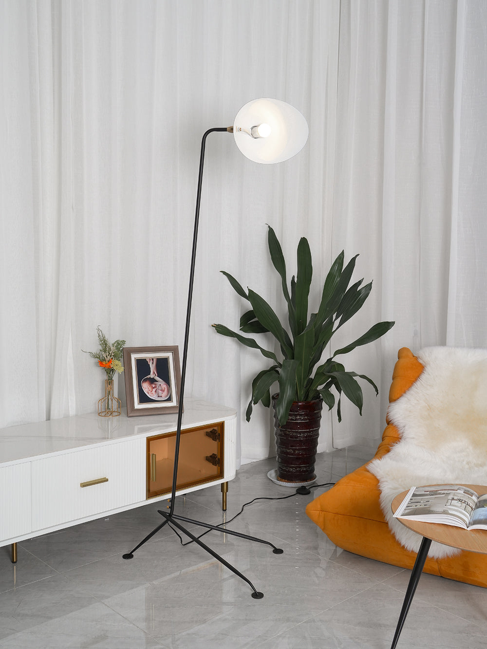 Serge Mouille Floor Lamp | Metal & Aluminum | White or Black
