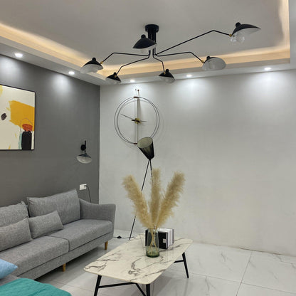 Serge Mouille Ceiling Light | Lacquered Aluminum & Steel | 3-Head Design White/Black