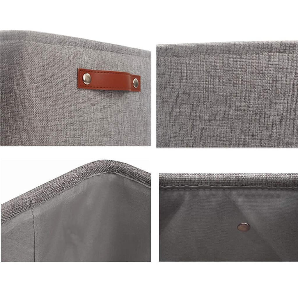 Foldable Storage Baskets Set | Durable Linen & EVA | Set of 3, Grey