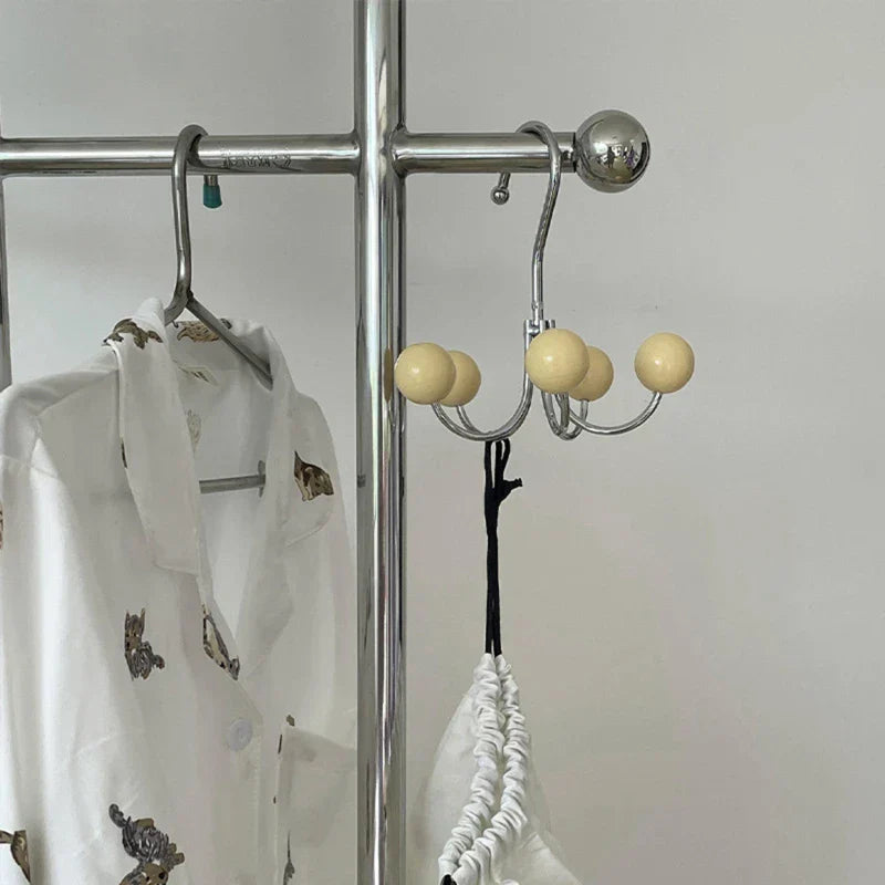 Gancho de Pared con Bola de Madera Giratoria para Decoración Elegante