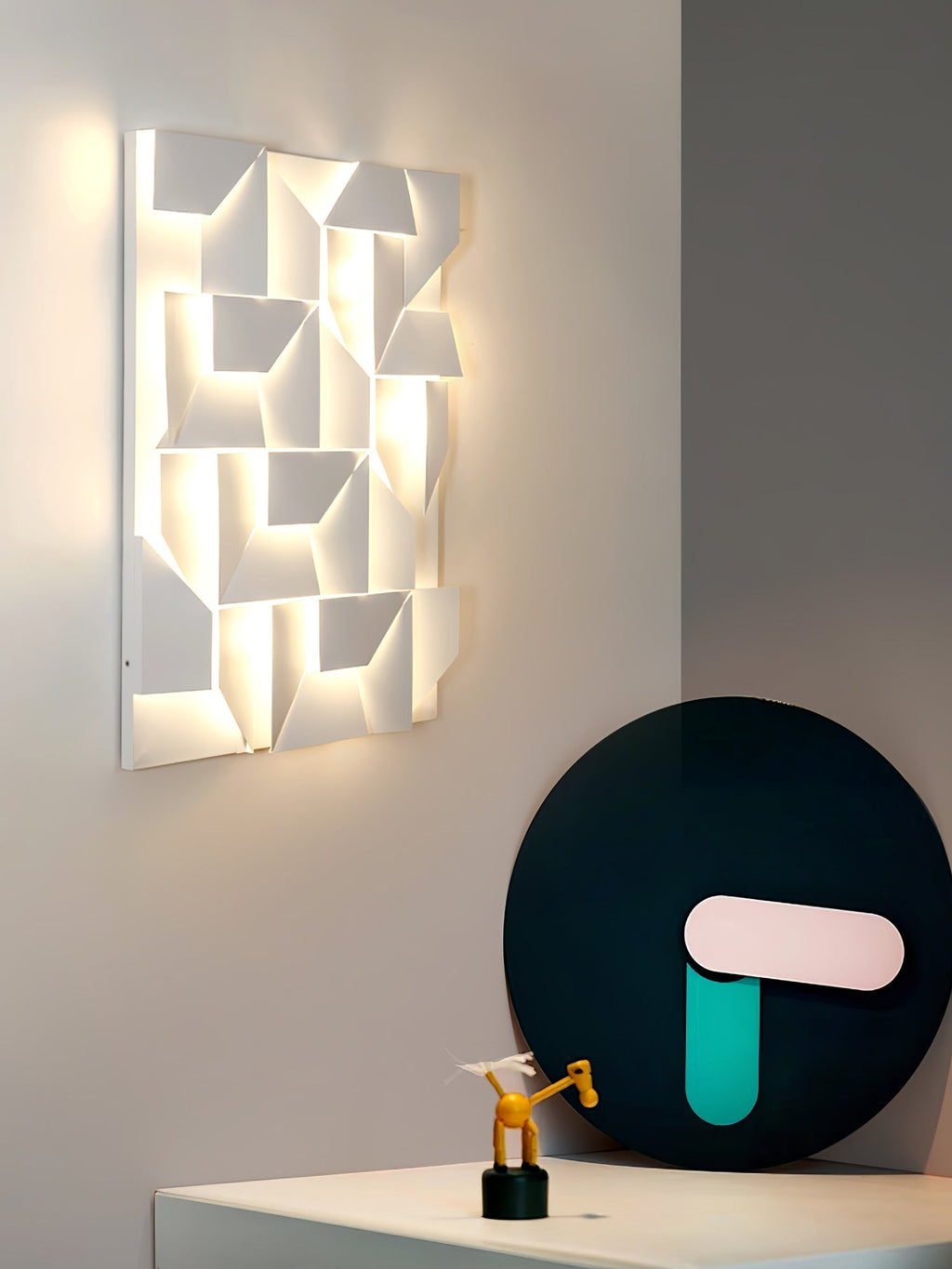 Wall Sconce Set | Rechargeable Laser-Cut Aluminum | Matte White