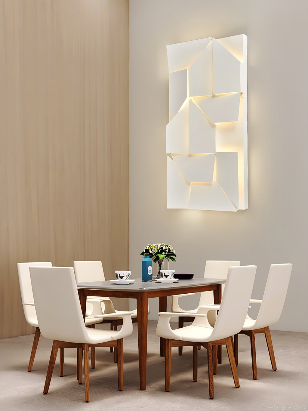 Wall Sconce Set | Rechargeable Laser-Cut Aluminum | Matte White