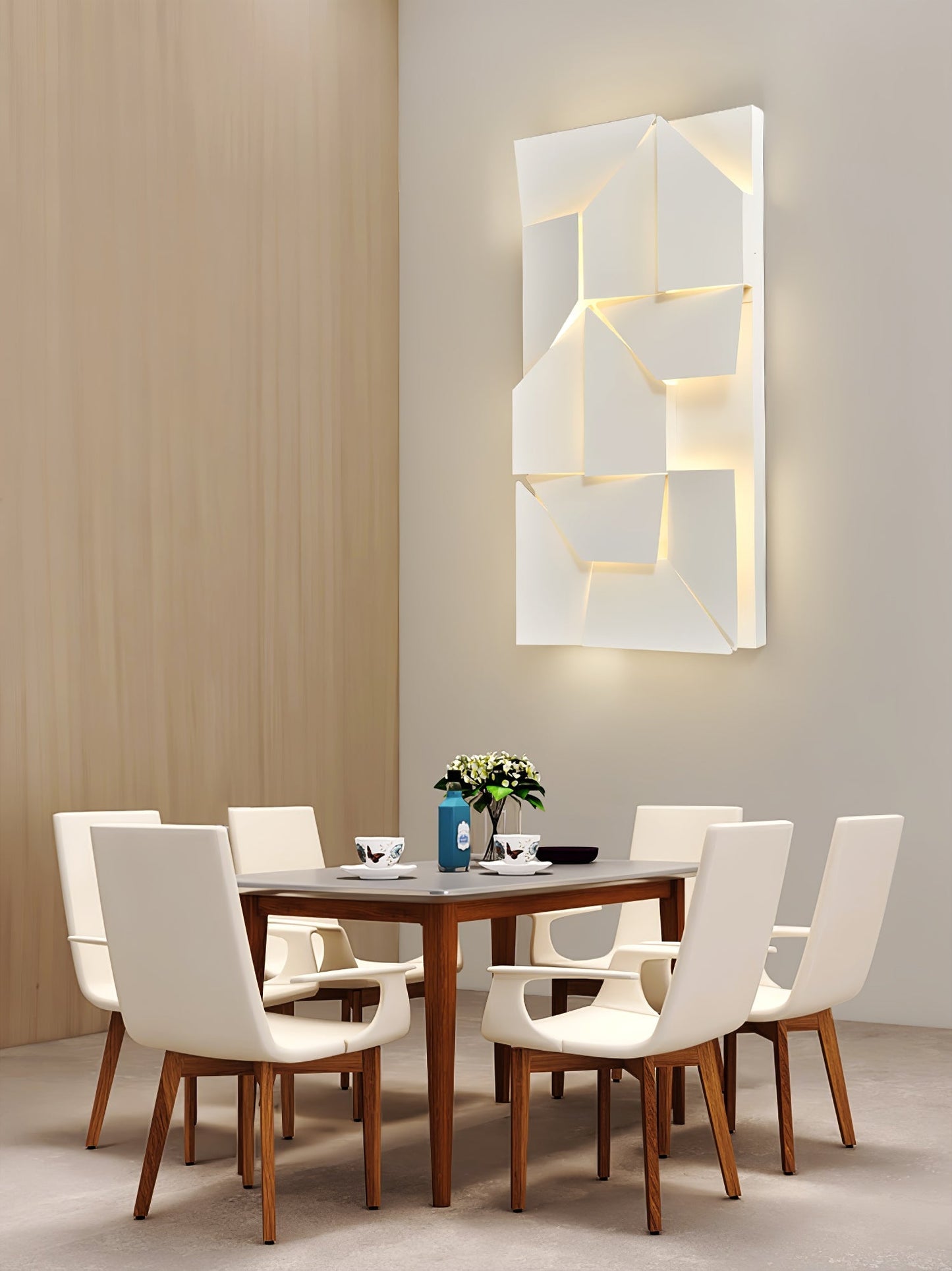 Wall Sconce Set | Rechargeable Laser-Cut Aluminum | Matte White