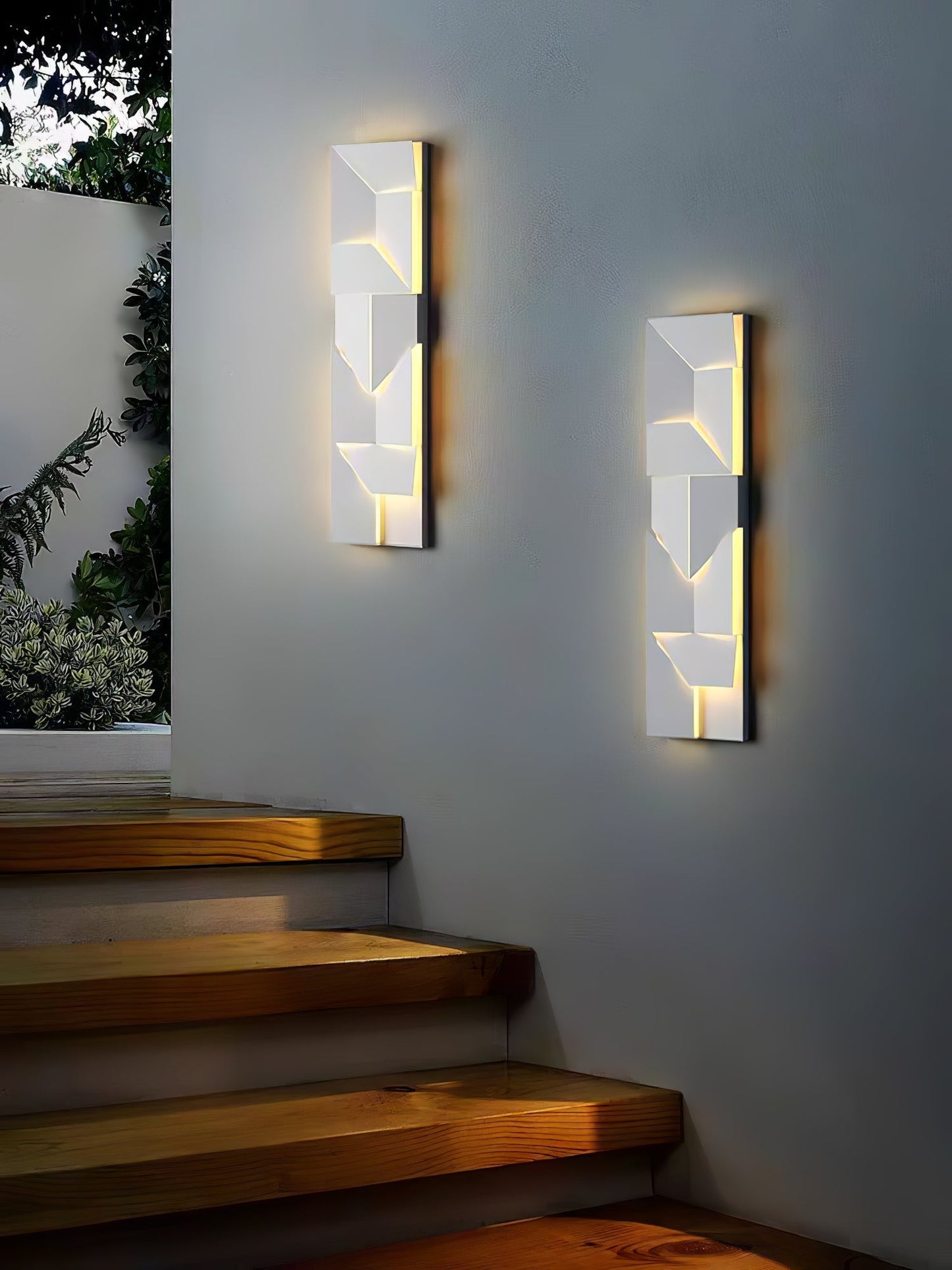 Wall Sconce Set | Rechargeable Laser-Cut Aluminum | Matte White