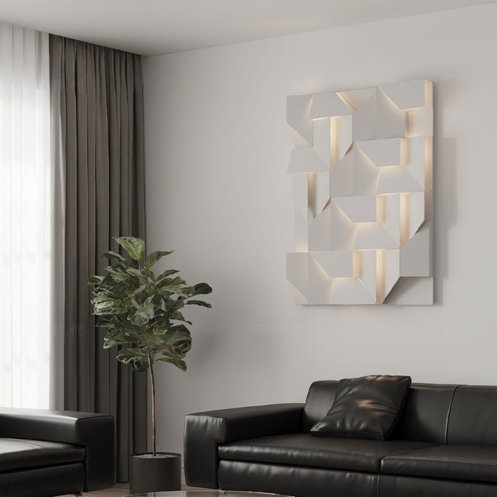 Wall Sconce Set | Rechargeable Laser-Cut Aluminum | Matte White