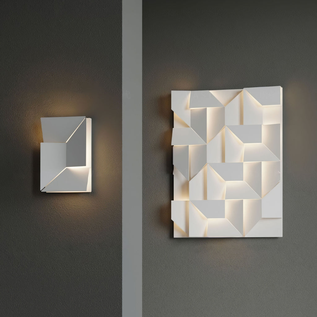 Wall Sconce Set | Rechargeable Laser-Cut Aluminum | Matte White