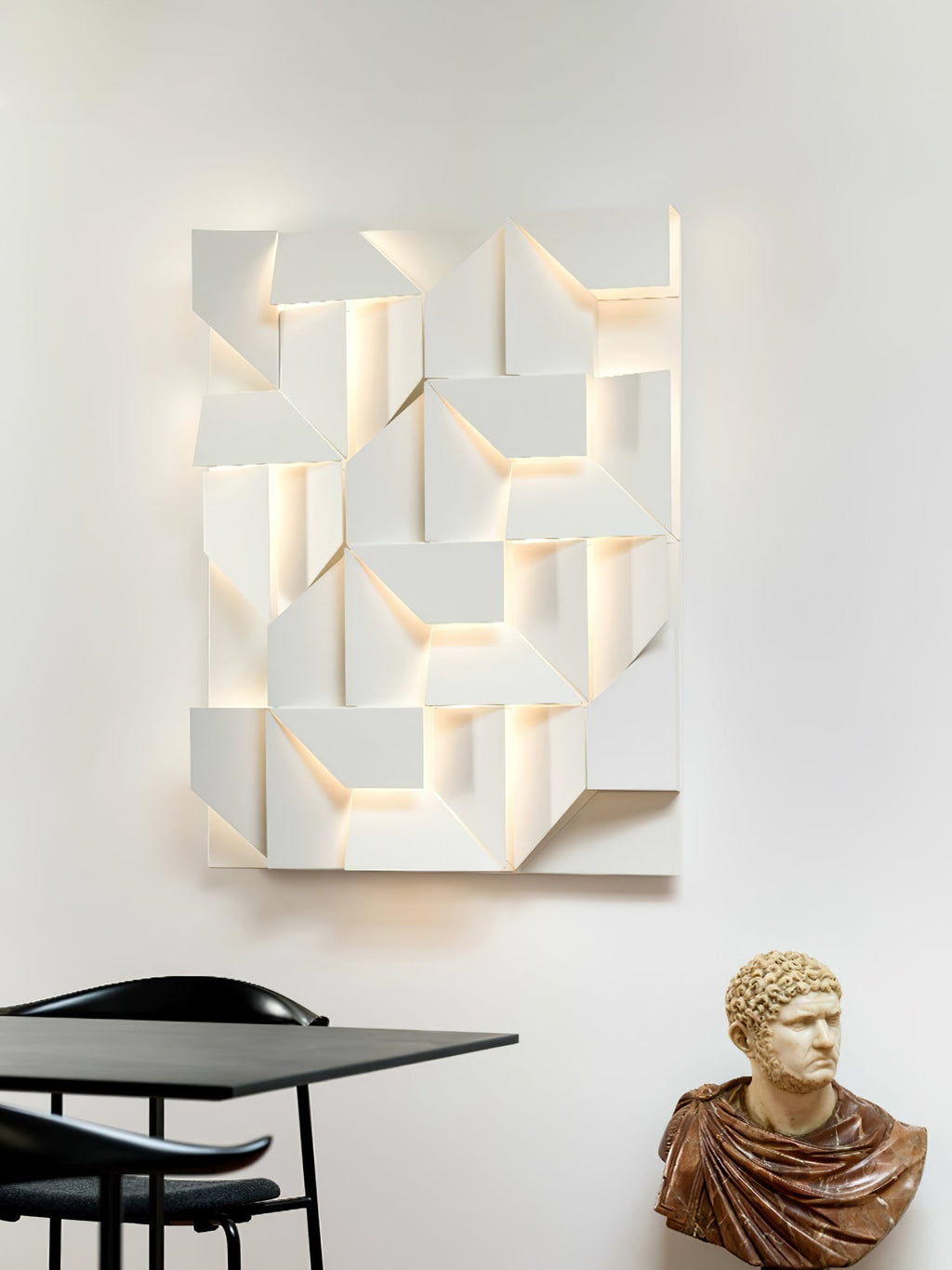 Wall Sconce Set | Rechargeable Laser-Cut Aluminum | Matte White