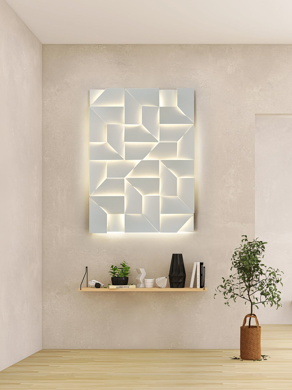 Wall Sconce Set | Rechargeable Laser-Cut Aluminum | Matte White