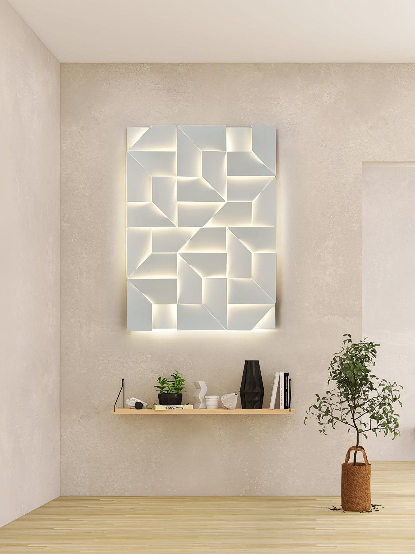 Wall Sconce Set | Rechargeable Laser-Cut Aluminum | Matte White