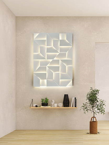 Wall Sconce Set | Rechargeable Laser-Cut Aluminum | Matte White
