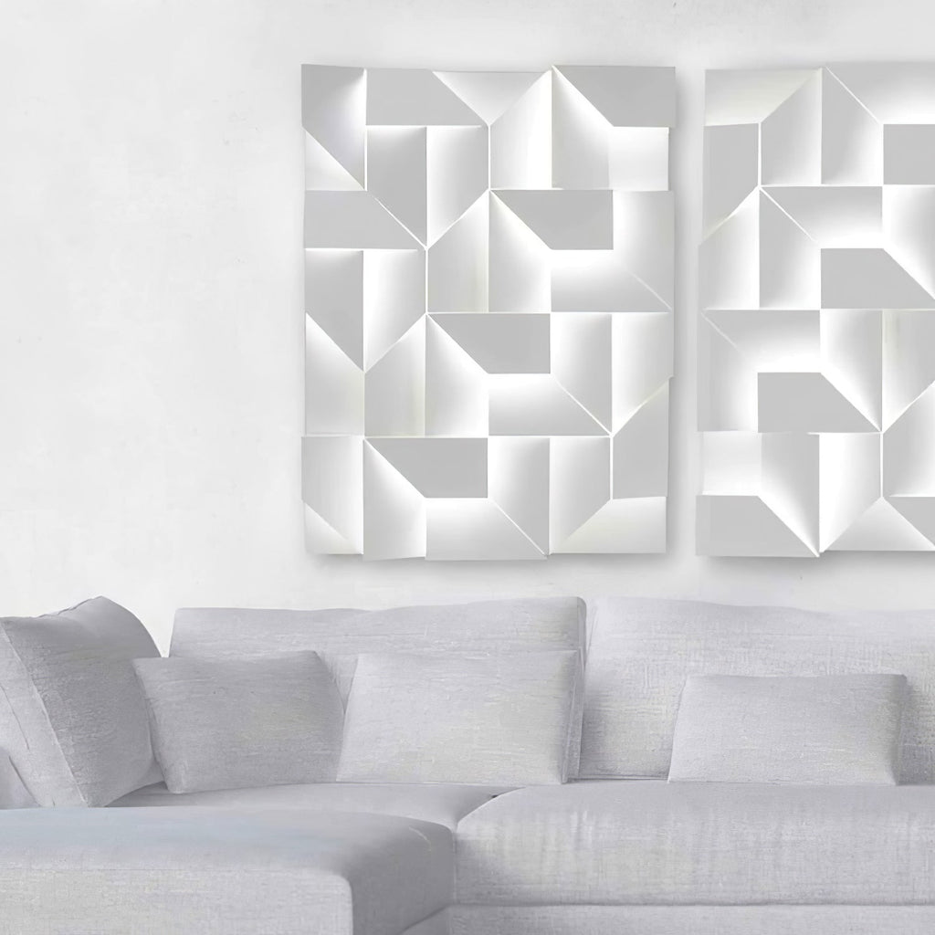 Wall Sconce Set | Rechargeable Laser-Cut Aluminum | Matte White