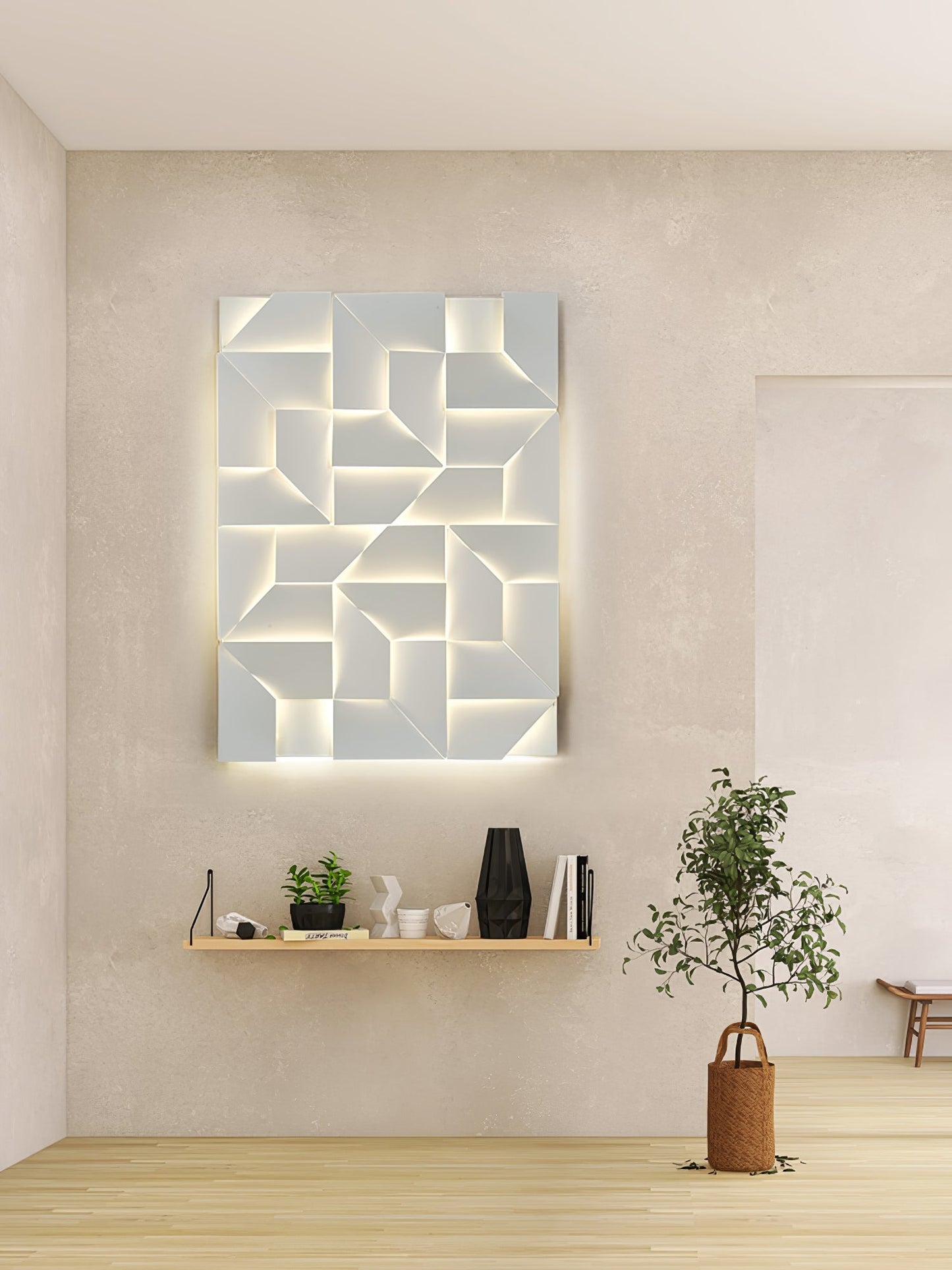 Wall Sconce Set | Rechargeable Laser-Cut Aluminum | Matte White