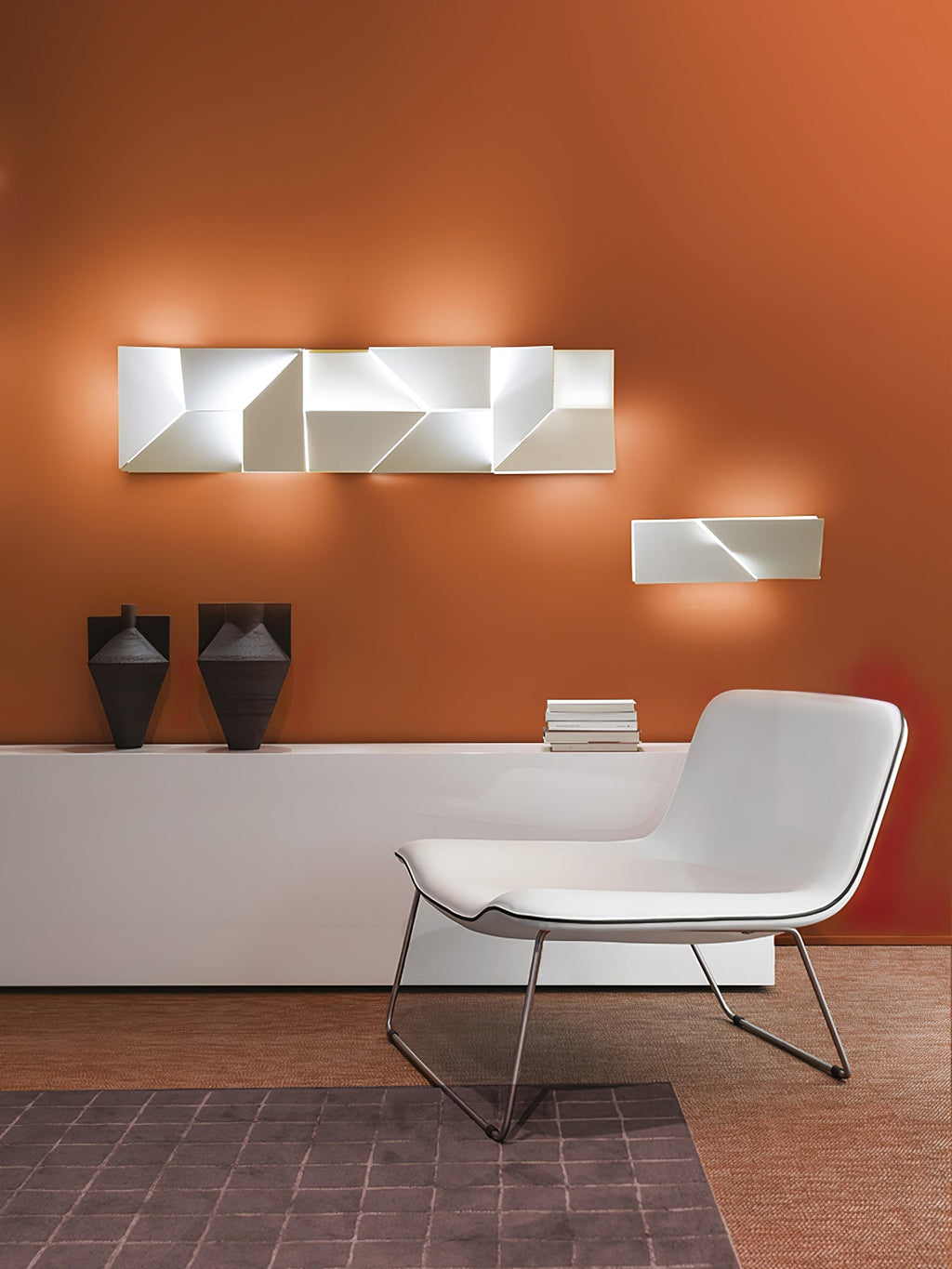 Wall Sconce Set | Rechargeable Laser-Cut Aluminum | Matte White
