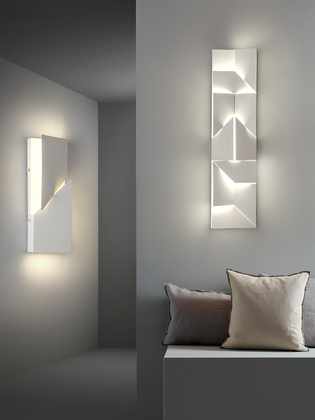 Wall Sconce Set | Rechargeable Laser-Cut Aluminum | Matte White