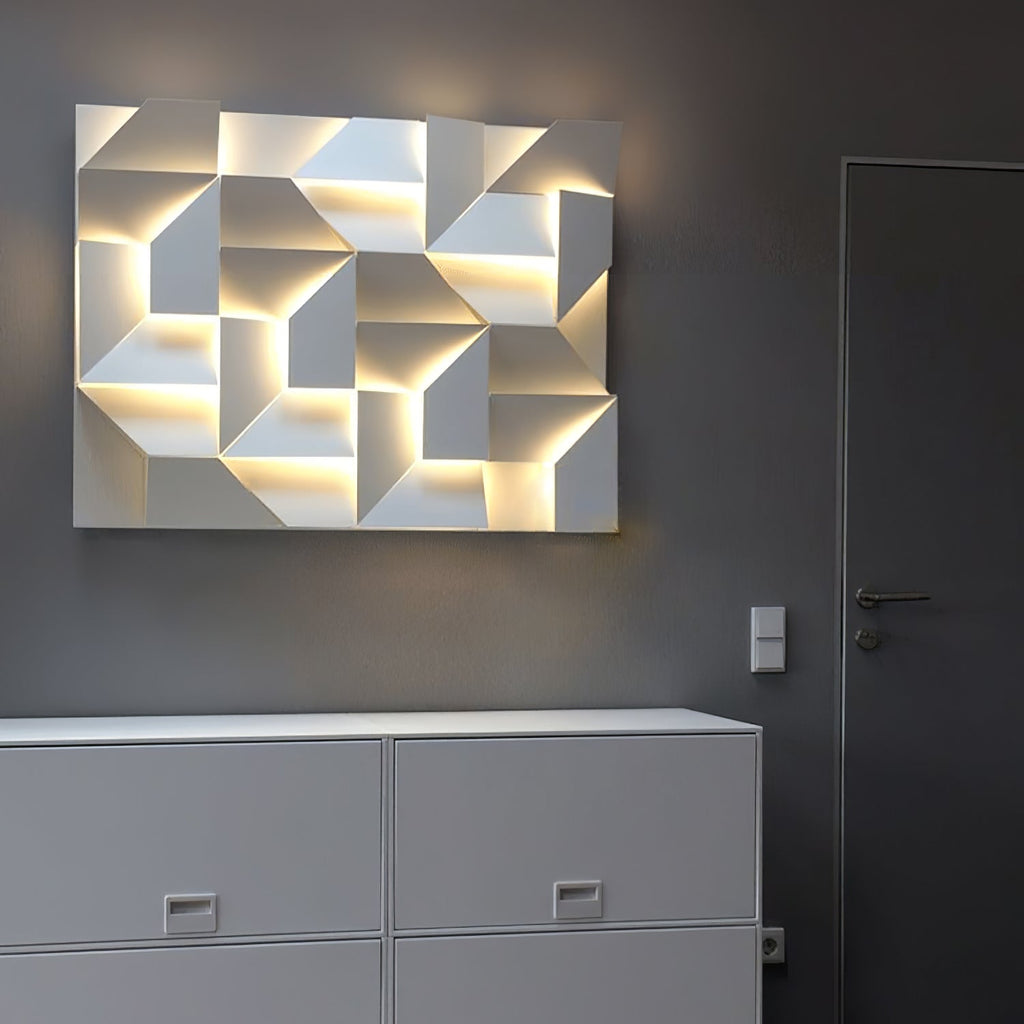 Wall Sconce Set | Rechargeable Laser-Cut Aluminum | Matte White
