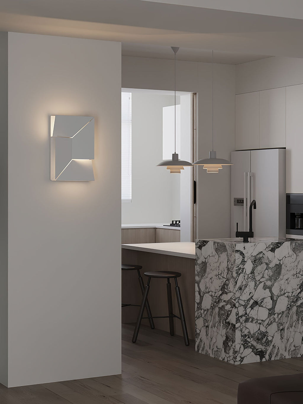 Wall Sconce Set | Rechargeable Laser-Cut Aluminum | Matte White