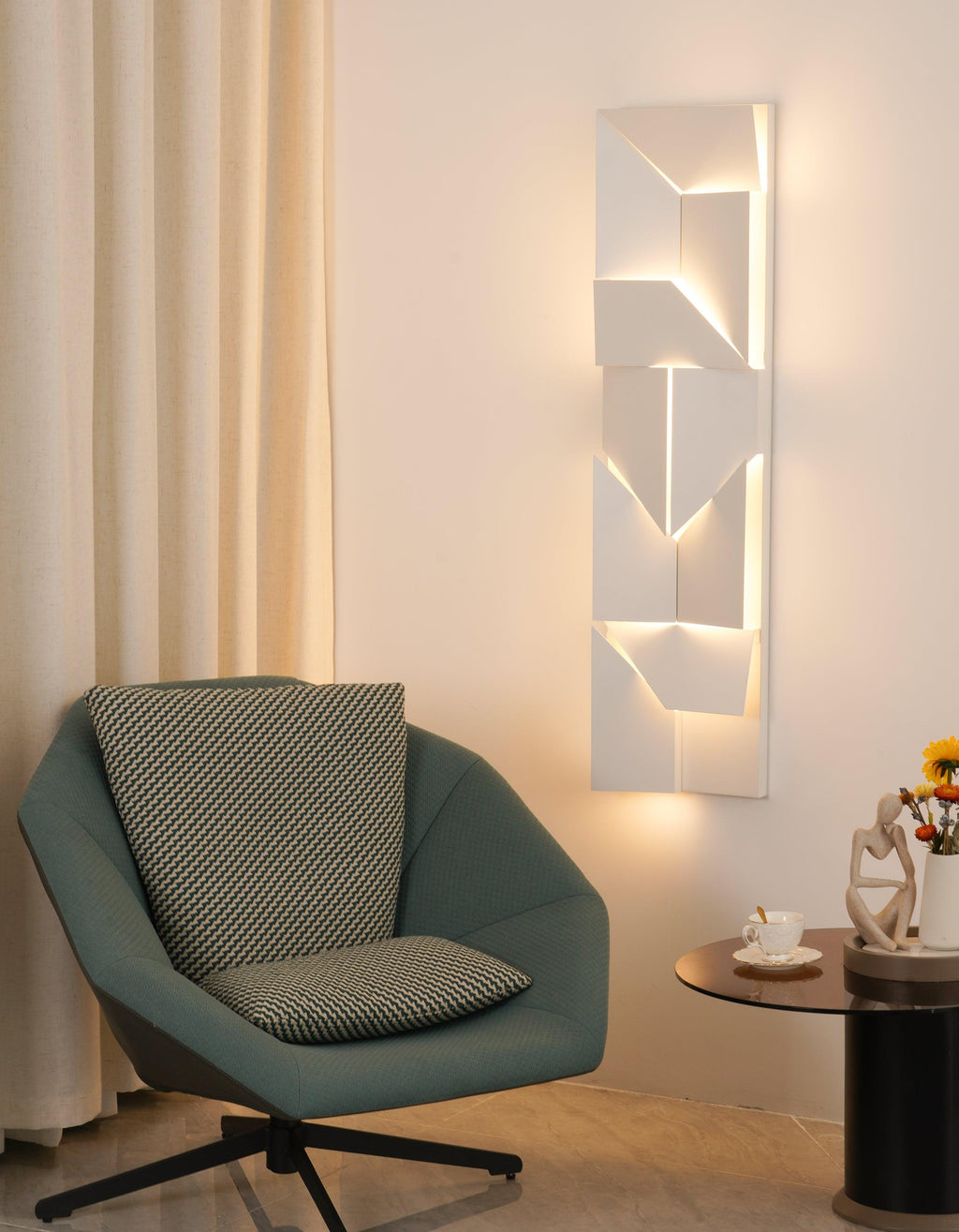 Wall Sconce Set | Rechargeable Laser-Cut Aluminum | Matte White