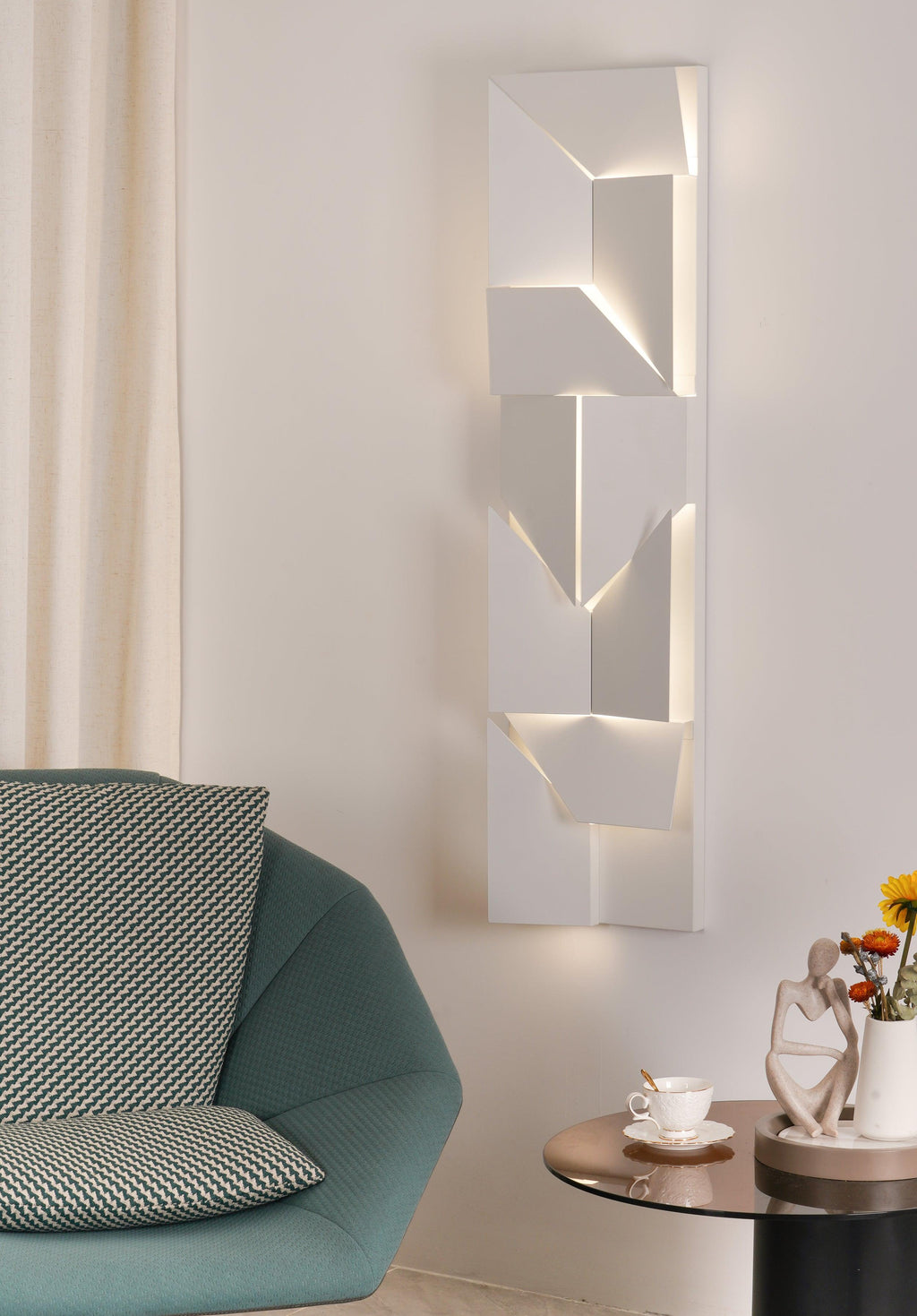 Wall Sconce Set | Rechargeable Laser-Cut Aluminum | Matte White