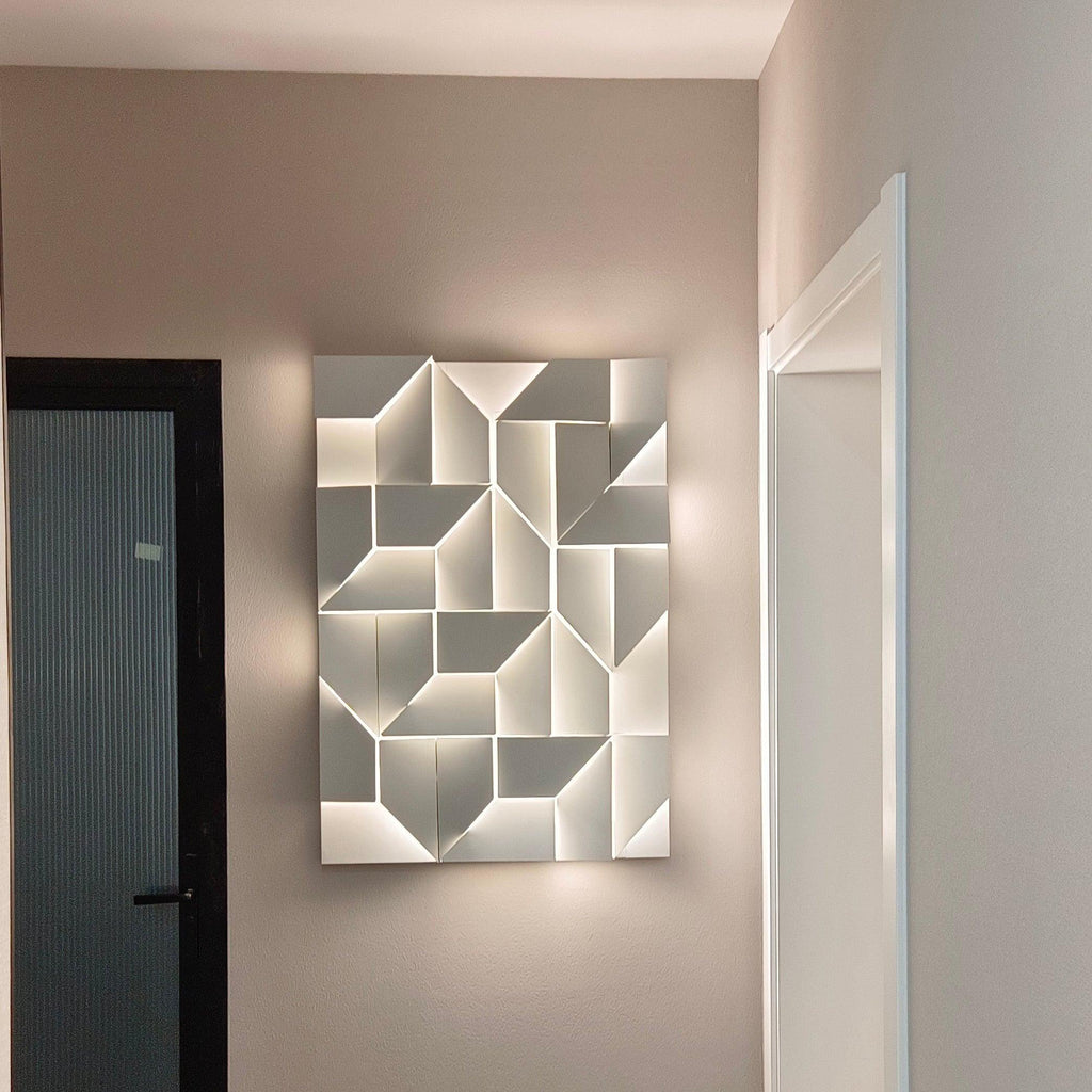 Wall Sconce Set | Rechargeable Laser-Cut Aluminum | Matte White