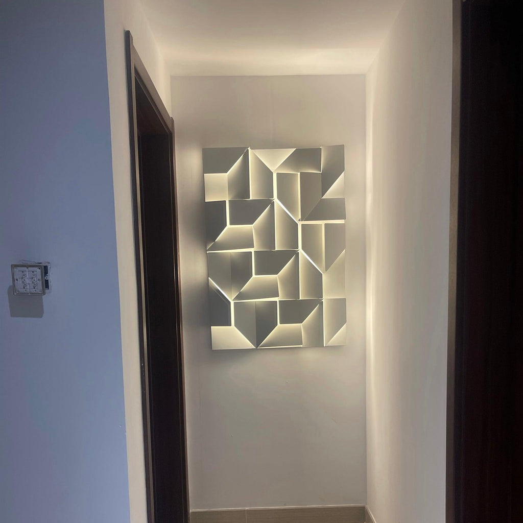 Wall Sconce Set | Rechargeable Laser-Cut Aluminum | Matte White