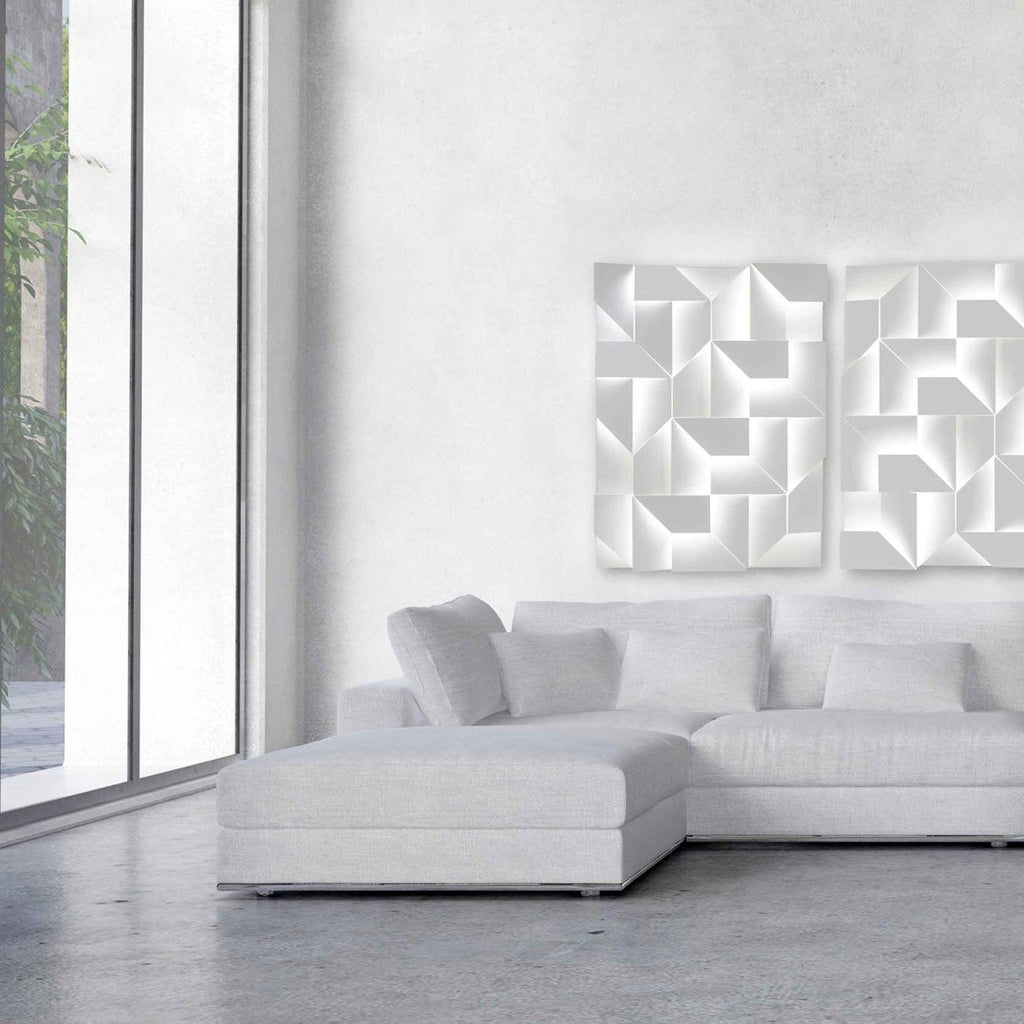 Wall Sconce Set | Rechargeable Laser-Cut Aluminum | Matte White